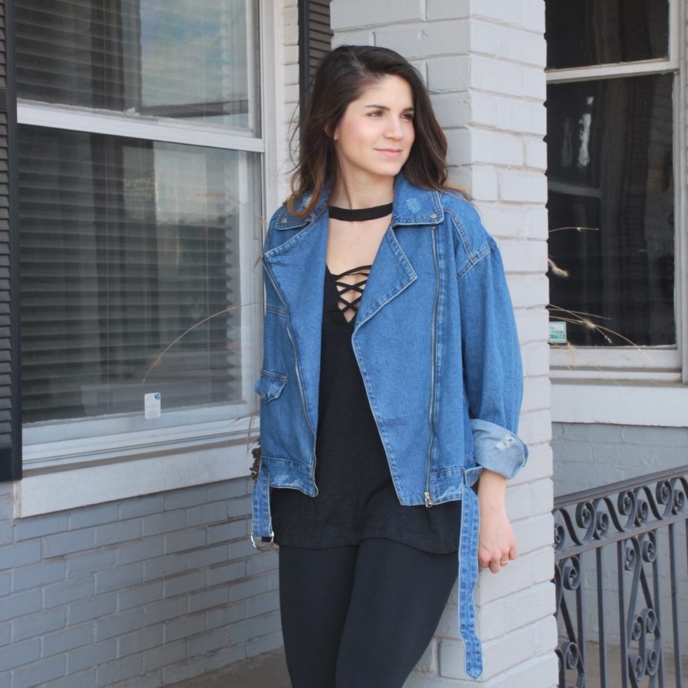 Essue Denim Bomber Jacket. Large Left! - Picture 8 of 8